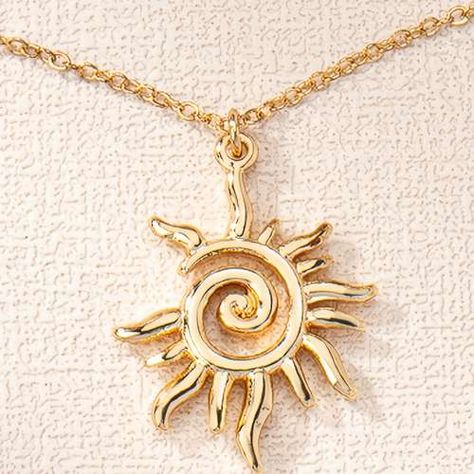 Retro Boho Vintage Sun Design Hollow Dangle Earrings Alloy Jewelry Trendy Gift For Women Girls - Jewelry & Accessories - Temu Swirl Necklace, Sunburst Necklace, Celestial Necklace, Golden Necklace, Elegant Pendant, Unisex Accessories, Themed Jewelry, Vintage Elegant, Color Dorado