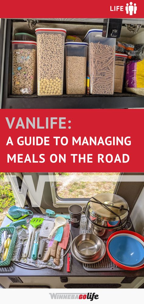 Van Life Recipes, Class B Rv Storage Ideas, Revel Van, Van Life Meals, Rv Camping Recipes, Campervan Inspiration, Rv Meals, Campervan Travel, Living In Car