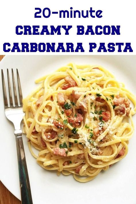 Cabanara Pasta, Carbonara No Egg, Bacon Carbonara Pasta, Cabonara Recipes, Creamy Bacon Carbonara, Chicken Carbonara Pasta, Creamy Carbonara Sauce, Creamy Carbonara, Bacon Carbonara