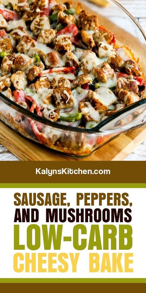 Peppers And Mushrooms, Sausage Peppers, Low Carb Low Fat Recipes, Low Carb Diet Recipes, Healthy Low Carb Recipes, Low Carb Dinner Recipes, Keto Recipes Dinner, Low Carb Meals Easy, Low Carb Recipes Dessert