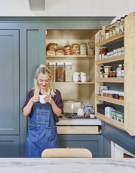 8 Steps to Building a Smart, Organized Pantry & Mudroom - Emily Henderson Pantry Redo, Portland House, Hall Cupboard, Cambria Countertops, Pantry Laundry Room, Large Glass Jars, Pantry Laundry, Organized Pantry, Smart Organization