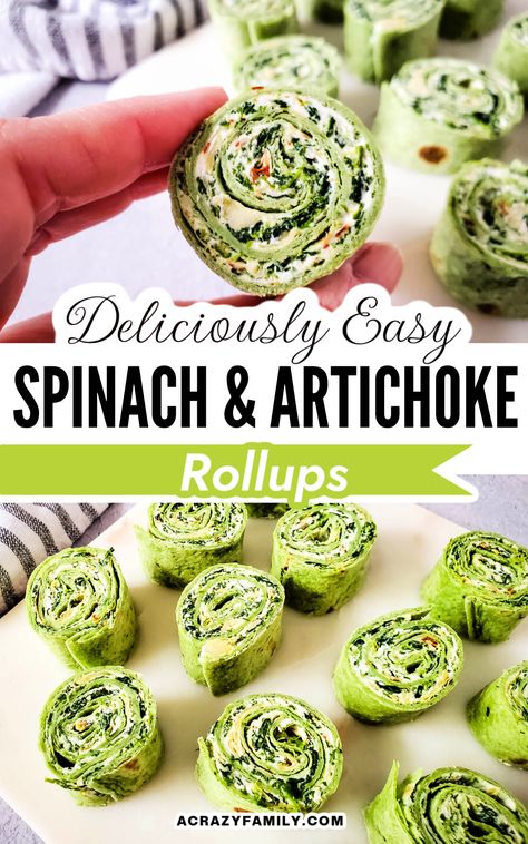 If you are looking for a new fun party appetizer, then you simply have to try these Spinach and Artichoke Pinwheels! They are super easy to make, delicious, and much more fun than a sandwich! You will fall in love with this delicious pinwheels appetizer. Loaded with spinach, artichoke hearts, and parmesan cheese, this pinwheels appetizer is a family favorite! Make these easy tortilla roll-ups for your next party or try them as an easy lunch! Irish Pinwheel Appetizers, Charcuterie Board Pinwheels, Spinach Artichoke Pinwheel Appetizers, Green Tortilla Pinwheels, Green Pinwheels Appetizers, Spinach Artichoke Roll Ups, Dairy Free Pinwheels, Food Pinwheels, Cucumber Pinwheels