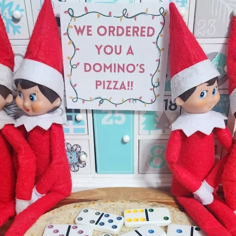 Sophia B | 🎄DAY 13 - DOMINO'S PIZZA🎄  #elfontheshelftwinsandablog #elfontheshelf | Instagram Elf Dominos Pizza, Elf On The Shelf Dominos Pizza, Scentsy Hacks, Elf 2023, Elf 2024, Elf Idea, Domino's Pizza, Awesome Elf On The Shelf Ideas, Elf Fun