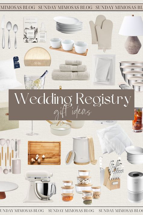 Wedding Registry Ideas Ultimate List!! Need help coming up with gifts to add to your wedding registry!? We've got you covered! Here are our top wedding registry ideas from Amazon, Crate and Barrel and Target that will elevate your home! From luxurious bath towels and coupe wine glasses to gorgeous flatware and ceramic cookware, these are all the items you need to start your newly married life together! Housewarming Gift Registry List, Top Registry Items Wedding, Wedding Registry Checklist Amazon, Must Have Registry Items Wedding, Best Things To Put On Wedding Registry, Things To Put On A Wedding Registry, Fun Wedding Registry Ideas, Things To Add To Wedding Registry, What To Put On A Wedding Registry