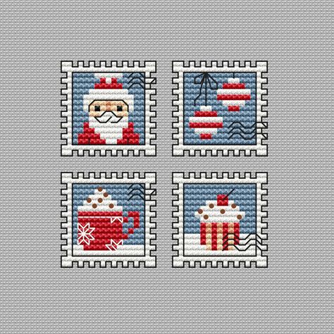 Primitive Cross Stitch Patterns, Hot Cocoa Christmas, Santa Cross Stitch, Cocoa Christmas, Tiny Cross Stitch, Color Graphing, Beautiful Cross Stitch Pattern, Cross Stitch Christmas, Small Cross Stitch