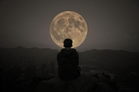 Staring At The Moon, Luna Anime, Moon Profile, Looking At The Moon, Full Moon Phases, Sky Man, Apollo 11 Moon Landing, Psychiatric Ward, Moon Man