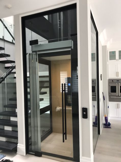 Beautiful Glass Home Elevator installed in Ontario, Canada - Garaventa Lift North America Home Elevator, House Lift, Elevator Interior, Elevator Design, Glass Elevator, Support Wall, Glass Home, House Elevation, Ontario Canada