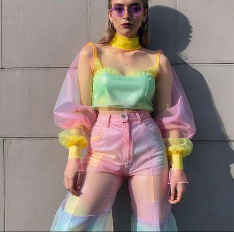 but do these sunglasses make it or break it for you I need to know 👀 H.I.A. Dolce Vita 2 Piece Set (Long) by @lizzymango.ai H.I.A. | The Have-It-All Collection takes a maximalist approach to fashion through color, texture and concept. Combining bright neons & pastels with both classic & contemporary cuts, the H.I.A. Collection offers a style-based solution to the modern ex-ideal of “having it all”. #aifashion #aifashiondesign #aifashiondesigner #dopaminedressing #maximalist #maximalism Bright Fashion Outfits, Bright Color Clothes Style, Deep V Outfit, Neon Clothes Outfits, Neon Style Outfit, Pastel Outfit Ideas, Maximalism Fashion, Make It Or Break It, Maximalist Outfits