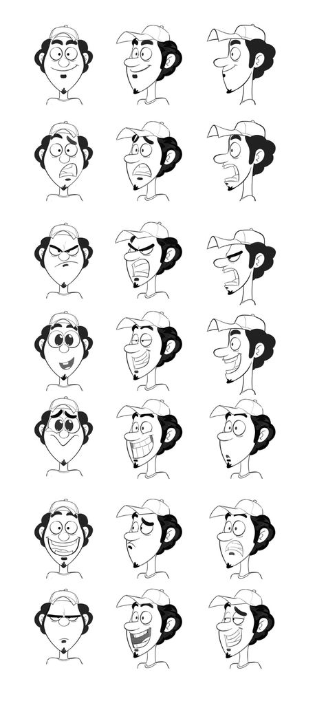 Character Design - Zone Zero on Behance Cartoon Expression Sheet, Face Animation Reference, Cartoon Expressions Faces, Black And White Cartoon Characters, Face Expression Drawing, Cartoon Facial Expressions, Face Expressions Drawing, Animated Expressions, Cartoon Faces Expressions