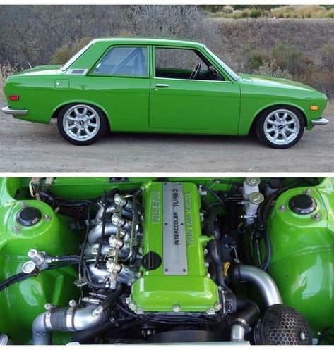 Restomod Cars, Datsun 1600, Datsun Roadster, Datsun Bluebird, Green Cars, Datsun Car, Rc Drift, Datsun 510, Nissan Cars