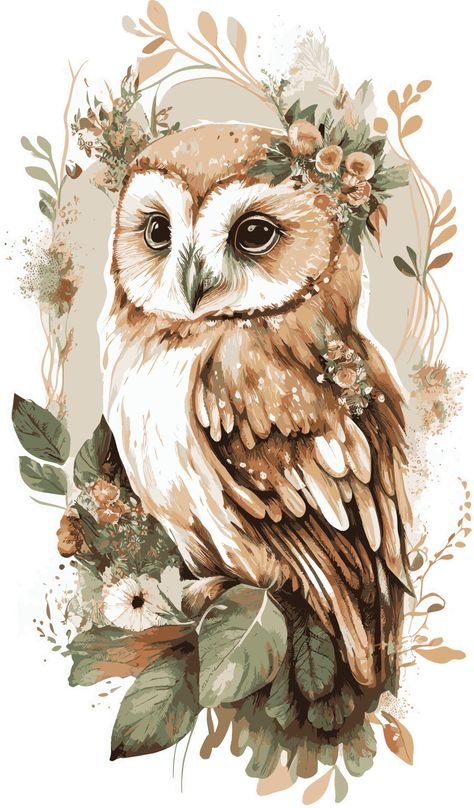 Download the cute owl boho style illustration 20640147 royalty-free Vector from Vecteezy for your project and explore over a million other vectors, icons and clipart graphics! Owls And Flowers, Boho Clipart Free, Owl Artwork Drawing, Owl Nursery Ideas, Beautiful Things To Draw, Owl Artwork Illustrations, Owl Drawing Tattoo, Cute Owl Painting, Owl Illustration Art