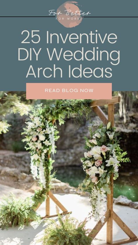 25 Inventive DIY Wedding Arch Ideas by For Better For Worse | Wedding Venues - Wedding Suppliers - Wedding Offers & Ideas - All you need to plan your day, wedding arch inspiration, diy wedding, uk wedding, wedding arbor elegant, wedding floral installation, wedding arbor flowers, wedding arbor, wedding arbor decorations, wedding planning ideas, wedding arch designs, wedding arch diy Small Wedding Arch Ideas, Wedding Arbor Ideas Outdoor, Wedding Diy Arch Ideas, Wedding Altar Backdrop Indoor, Backyard Wedding Arbor Ideas, Wedding Archway Decorations, Best Wedding Arches, Diy Outdoor Wedding Arch, Simple Wood Arch Wedding