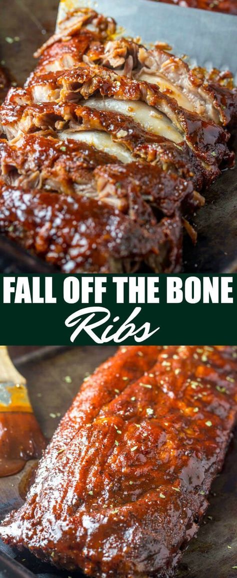 Ribs Recipe Oven, Fall Off The Bone Ribs, Ribs In Oven, Oven Baked Ribs, Bbq Recipes Ribs, Daging Babi, Baked Ribs, Bbq Dinner, Pork Rib Recipes