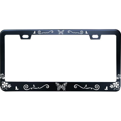 PRICES MAY VARY. Black Beautiful Butterflies and Swirl Hawaii Plumeria Flower License Frame size is 6" x 12",For US /CA license plate Choose your favorites to show your pride on your car. Strong & rust-free Black License Plate Frame - with high quality Stainless Steel prevent Corrosion And Rust Easy To Install- Beautiful Butterflies and Swirl Hawaii Plumeria Flower License Plate Frame with 2 Screws, these attach securely with the 2 holes. Takes just minutes to mount your front plate. Various the Black License Plate, Front Plate, Front License Plate, Butterfly Frame, License Plate Covers, Car Interior Decor, License Plate Frame, Plate Frames, License Plate Frames