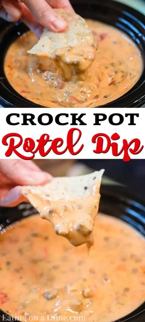 Crockpot Dips For Football, Mini Slow Cooker Dips, Rotel Dip Instant Pot, Easy Crockpot Cheese Dip, Crock Pot Cheese Dip Velveeta, Instapot Dip Recipes, Crockpot Party Appetizers, Easy Crock Pot Dips For Parties, Dips In Crockpot