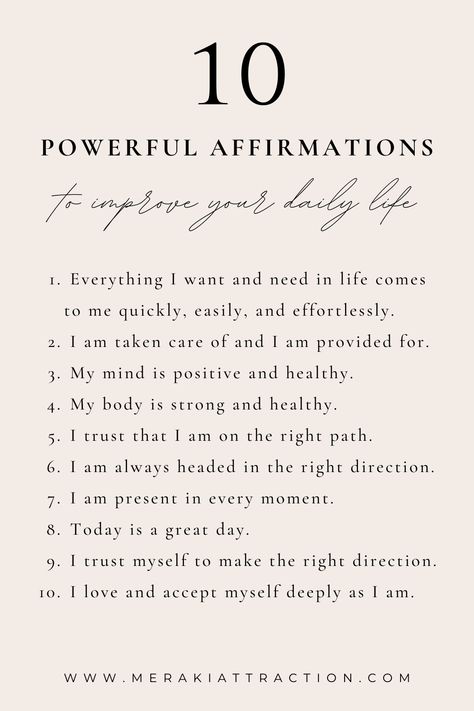 10 Affirmations Positives, Manifesting Words To Use, Becoming A Better You Affirmations, 10 10 10 Manifestation, Manifestations And Affirmations, Affirmation For Manifestation, Powerful Daily Affirmations, Affirmations To Get Whatever You Want, Daily Affirmations For Beauty