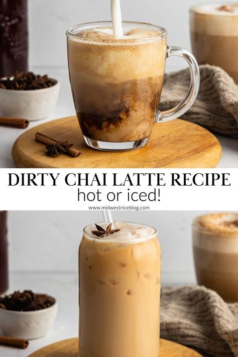 Coffee And Chai Tea, Chi Coffee Recipe, Sweet Espresso Drinks, Copycat Starbucks Chai Tea Latte, Starbucks Espresso Drinks Recipes, Chi Latte Recipe Homemade, Espresso Latte Recipes, Chai Latte Recipe Starbucks, Chi Latte Recipe