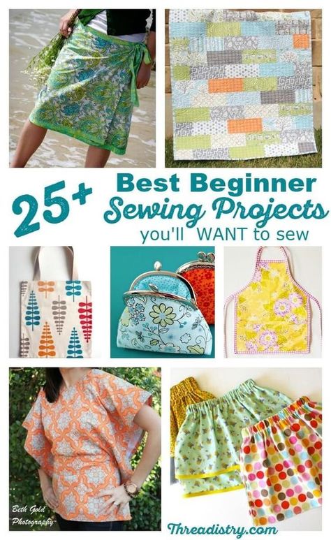 Best beginner sewing projects. Just because you've never sewn a seam, your first sewing projects don't have to be boring. Find the perfect beginner sewing projects with this collection of patterns and tutorials. Clothing, accessories, quilts, bags and projects for home - there's something for everybody! Beginner Sewing Projects, First Sewing Projects, Beginner Sewing, Beginner Sewing Projects Easy, Sewing Projects For Kids, Leftover Fabric, Easy Sewing Patterns, Sewing Projects For Beginners, Sewing Skills