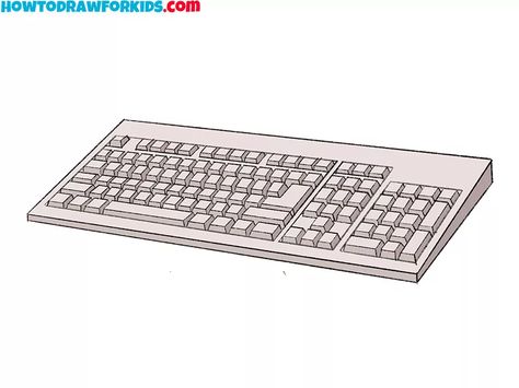 How to Draw a Keyboard - Easy Drawing Tutorial For Kids How To Draw Keyboard, Keyboard Drawing Easy, Computer Keyboard Drawing, Keyboard Sketch, Keyboard Drawing, Keyboard Illustration, Computer Drawing, Easy Drawing Tutorial, Drawing Tutorials For Kids