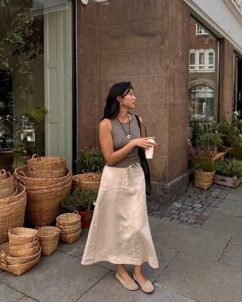 AD | Summer in Copenhagen is the best! 🌞 My go-to summer combo? A vest and an A-line linen skirt—perfect for those sunny days! @somethingthold Copenhagen Summer Outfits, Summer In Copenhagen, Sunny Day Outfit, Copenhagen Summer, Glamorous Fashion, Story Board, Day Outfit, Linen Skirt, Glamour Fashion