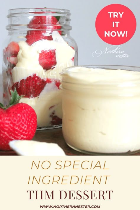 This no special ingredient THM dessert can be made with what you have in the cupboards, and makes a delicious creamy treat! #THMrecipes #THMdesserts #trimhealthymama #trimhealthymama Thm Yogurt Recipes, Thm Nsi Recipes, Thm Recipes Dessert, Thm S Snacks, Thm S Desserts, Thm Recipes No Special Ingredients, Gluccie Pudding Thm, Thm Desserts Easy Fast, Thm Quick Dessert