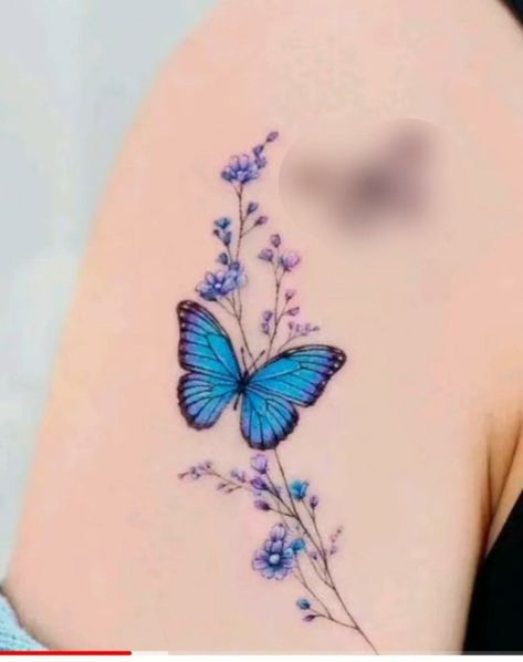 Fly Tattoo, Ink Tattoo Design, Butterfly With Flowers Tattoo, Red Tattoo Ideas, Mum Tattoo, Blue Butterfly Tattoo, Red Ink Tattoo, Unique Butterfly Tattoos, Flying Tattoo