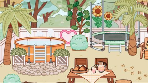 Toca Boca Yard Ideas, Backyard Ideas Toca Boca, Toca Boca Patio Ideas, Toca Boca Garden Ideas, Toca Boca Backyard, Toca Boca Backyard Ideas, Toca Boca Family House Ideas, Toca Aesthetic, House Backyard Ideas