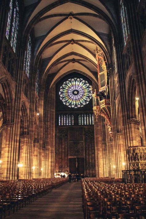 The Best One Week France Itinerary for Winter - Curious Travel Bug Cathedrals Interior, Gouache Reference, Impressive Architecture, Strasbourg Cathedral, Image Bleu, Gothic Interior, Church Aesthetic, France Itinerary, Best Christmas Markets