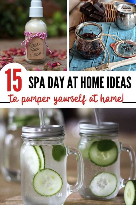 If you’re needing a little pampering, use these awesome ideas for a rejuvenating spa day at home. #athomespaday #homespa #spa Spa Day Menu Ideas, At Home Spa Day Ideas With Friends, Bridal Spa Day, Mother Daughter Spa Day At Home, Spa Day Party For Women, Home Wellness Spa, Spa Day Snacks, Diy Spa Night, In Home Spa