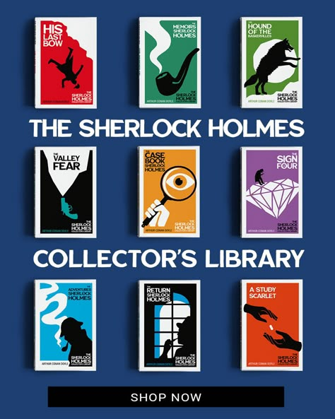 If you're after the perfect gift for a bookworm, why not start a library of classics they can collect over the years? Discover the adventures of Sir Arthur Conan Doyle's infamous detective in The Sherlock Holmes Collectors Library, the perfect gift books for lovers of crime and mystery. #sherlockholmes #christmasgiftbooks #readandcobooks Sherlock Holmes Book Cover, Sherlock Holmes Books, Arthur Conan Doyle Books, Scarlet Book, Sherlock Books, Sherlock Holmes Book, A Study In Scarlet, Detective Sherlock Holmes, Detective Books