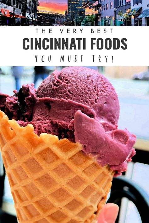 Cincinnati, Ohio is known for some unique culinary contributions to America's culinary scene, but I promise this Midwest city serves up so much more than just chili over spaghetti noodles. This quick guide rounds up all of the delicious food Cincinnati's known for. No visit to this charming Midwestern city is complete without sampling these foods! Places To Eat In Cincinnati Ohio, Cincinnati Ohio Food, Cincinnati Food, Ohio City, Trip Activities, California Food, Ohio Travel, Gluten Free Restaurants, Vacation Locations