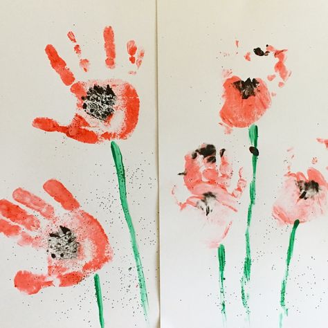 Poppy handprints by my two sons (3years & 9months) Remembrance Day Crafts For Infants, Poppy Kids Craft, Toddler Poppy Craft, Red Poppy Craft For Kids, Poppy Day Eyfs, Remembrance Day Toddler Crafts, Remembrance Day Activities For Babies, Poppy Day Crafts, Rememberance Day Activities Eyfs