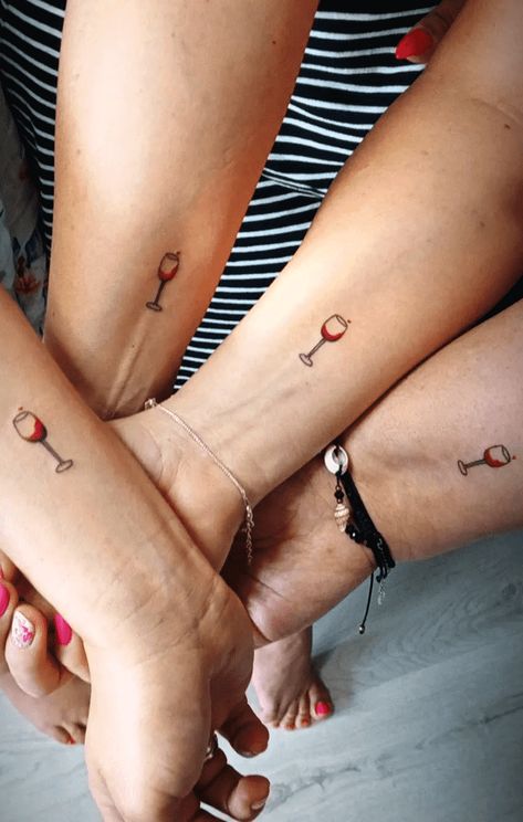 Friends Tattoo Design Images (Friends Ink Design Ideas) Tiny Tattoos For Friend Groups, Friend Group Tattoo Ideas, Tattoo Ideas For Friend Groups, 5 Friends Tattoo, Four Friends Tattoos, Group Friend Tattoos, Small Group Tattoos, Three People Tattoos, 3 Person Tattoo Friends