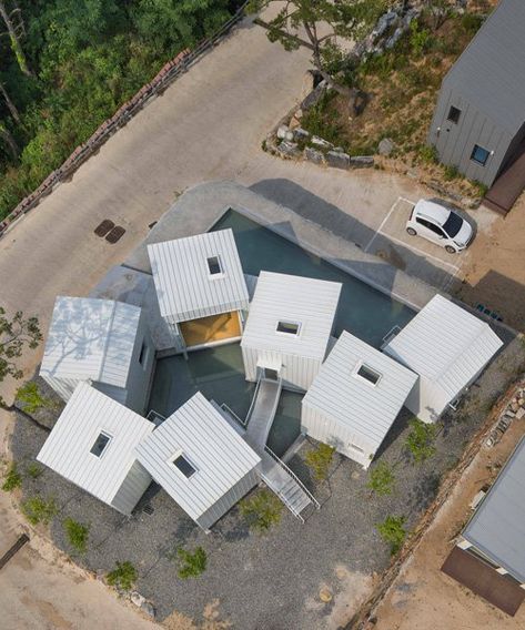 Cluster Architecture, Connecting Buildings, Floating Building, Cube Architecture, Cube Building, Cubes Architecture, Box Architecture, Slope House, Co Housing