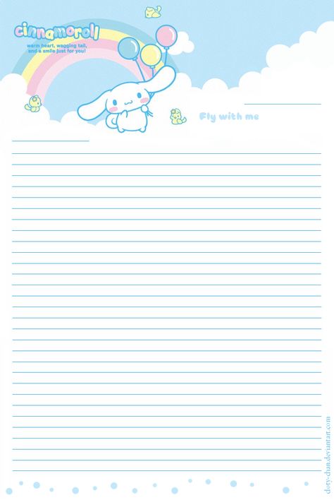 Letter from Cinnamo heaven by Cloty-chan Kawaii Letter Template, Sanrio Writing Paper, Letter Template Aesthetic Cute, Kawaii Lined Paper, Cinnamoroll Printable Paper, Cinamoroll Notepad, Cute Writing Paper Printable, Kawaii Writing Paper, Cute Letter Templates Printable