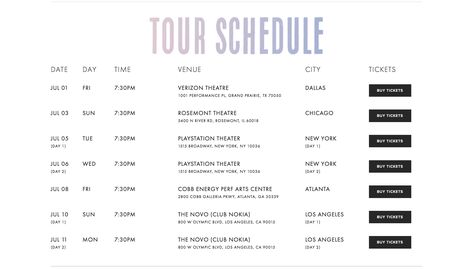 2016 GOT7 1st CONCERT TOUR “FLY IN USA” Tour Schedule Concert Schedule, Swift Tour, Grand Prairie, Schedule Design, Day And Time, Got7, Chicago, Concert, Quick Saves