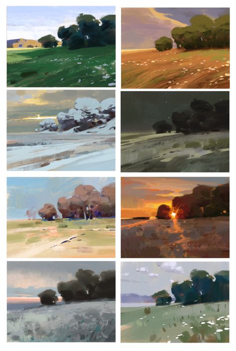 ArtStation - Color and Light, Jacob Duncan Environment Thumbnails, Environment Painting, Peisaj Urban, Color And Light, Concept Art Tutorial, Digital Painting Techniques, Landscape Concept, Digital Painting Tutorials, Matte Painting