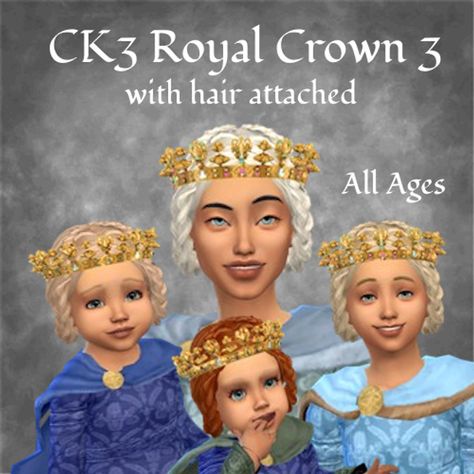 CK3 Royal Crown 3 - without or with hair attached | Medieval Sim Tailor & Carpenter Sims 4 Cc Crown, Sims 4 Crown Cc, Male Crown, Sims Clothes, Sims 4 Cas, Crown Royal, Sims 4 Cc, Sims 4 Mods, Historical Clothing