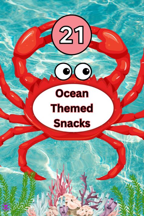 ocean themed snacks, Snacks For Under The Sea Party, Under The Sea Punch Recipe, Octopus Party Food, Sea Creature Party Food, Sea Themed 2nd Birthday, Underwater Themed Party Food, Crabwiches Under The Sea, Underwater Themed Snacks, Under The Sea Party Appetizers