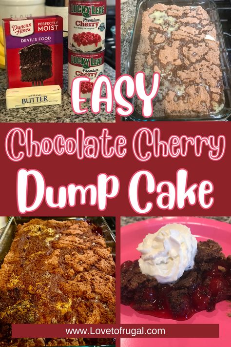 How To Make An Easy Chocolate Cherry Dump Cake Chocolate Cherry Cake Easy, Chocolate Cherry Dump Cake, Cherry Chocolate Cake, Chocolate Dump Cake, Cherry Dump Cake, No Bake Banana Pudding, Frugal Recipes, Baked Banana, Dump Cake Recipes