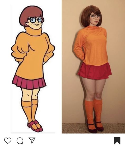 Pinterest @spiciwasabi 🦋🦋🦋 Velma from Scooby Doo Costume Scooby Doo Disfraz, Costumes With Glasses, Velma Halloween Costume, Velma Costume, Scooby Doo Costumes, Velma Cosplay, Velma Scooby Doo, Scooby Doo Halloween, Cartoon Character Costume