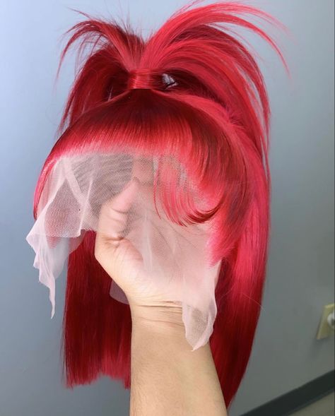 Red half up half down short frontal wig 😍🍒 Colorful Wig, Best Human Hair Extensions, Frontal Wig Hairstyles, Frontal Hairstyles, Red Wigs, Hot Hair Styles, Human Virgin Hair, Straight Lace Front Wigs, Dope Hairstyles