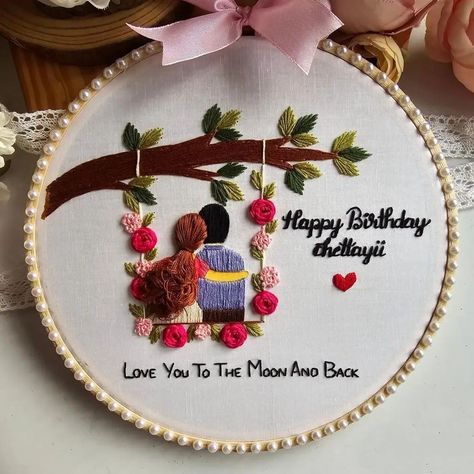 Handmade birthday embroidery hoop 💖🥳 . Best gifts for your partner's birthday 🎈 . Dm for order 🎁 . . #birthdaygifts #birthdayhoopart❤️ #embroideryart #lovegifts #art #artist Embroidery Designs For Birthday Gift, Birthday Embroidery Hoop Ideas, Birthday Embroidery Hoop, Hoop Decor, Embroidery Hoop Decor, Birthday Embroidery, Embroidery Hoop Crafts, Happy Birthday Love, Birthday Gifts For Husband