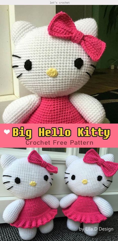 Big Hello Kitty Crochet Free Pattern #freecrochetpatterns  #crochetamigurumi  #hellokitty  #crochetpatterns Hello Kitty Blanket Crochet Pattern, Free Hello Kitty Crochet Patterns, Hello Kitty Amigurumi Patron Gratis, Big Amigurumi Free Pattern, Crochet Hello Kitty Free Pattern, Hello Kitty Amigurumi Free Pattern, Hello Kitty Crochet Pattern Free, Hello Kitty Amigurumi, Minion Crochet Patterns