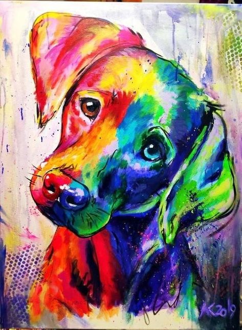 Colorful Animal Paintings, زجاج ملون, Dog Pop Art, Tableau Pop Art, صفحات التلوين, Cat Air, Canvas For Beginners, Animale Rare, Colorful Animals