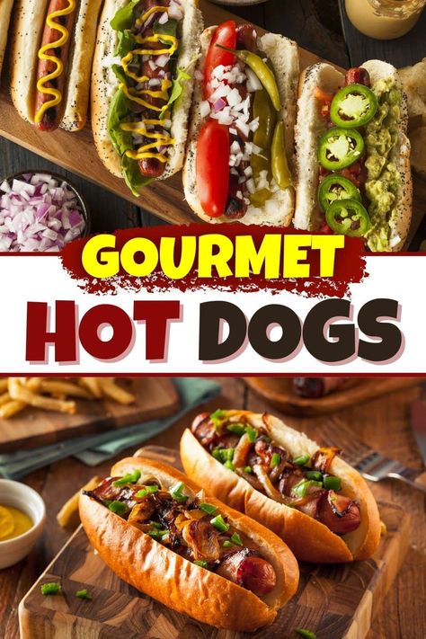 Forget everything you think you know about grilling because these gourmet hot dogs are out-of-this-world amazing. Try them tonight, and thank me later. Loaded Hot Dogs Toppings, Hot Dog Toppings Recipes, Special Hot Dogs, Elevated Hot Dogs, Specialty Hot Dogs, Gourmet Hotdogs Recipes, Best Hot Dog Recipes, Fancy Hotdogs, Marinated Hot Dogs Recipes