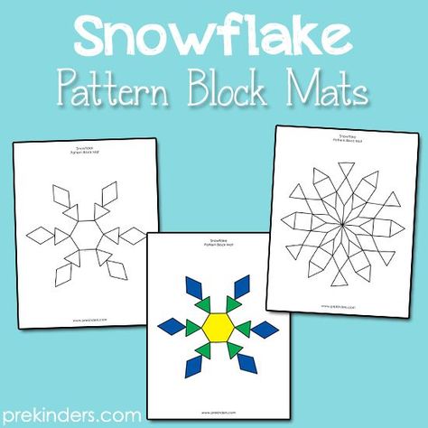 Snowflake Pattern Block Mats-these would make a great motivational activity in speech therapy! Pattern Block Mats, Motivational Activities, January Kindergarten, Math Patterns, Winter Classroom, Winter Kindergarten, Winter Math, Winter Preschool, First Grade Math