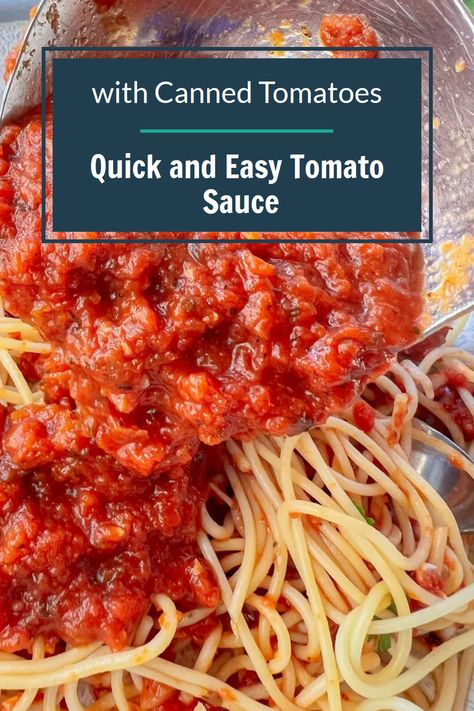 Tomato Sauce From Canned Tomatoes, Tomato Sauce With Canned Tomatoes, Easy Tomato Pasta Sauce, Easy Tomato Pasta, Canned Tomato Recipes, Recipes With Diced Tomatoes, Pasta Sauce Recipes Easy, How To Make Tomato Sauce, Quick Pasta Sauce