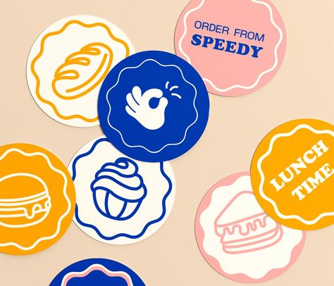 Food delivery app :: Behance Sticker Food Design, Food Stickers Design, Food Label Design Stickers, Soup Branding, Food Packaging Sticker, Food Delivery Design, Food Market Design, Bakery Logo Ideas, Food Delivery Logo