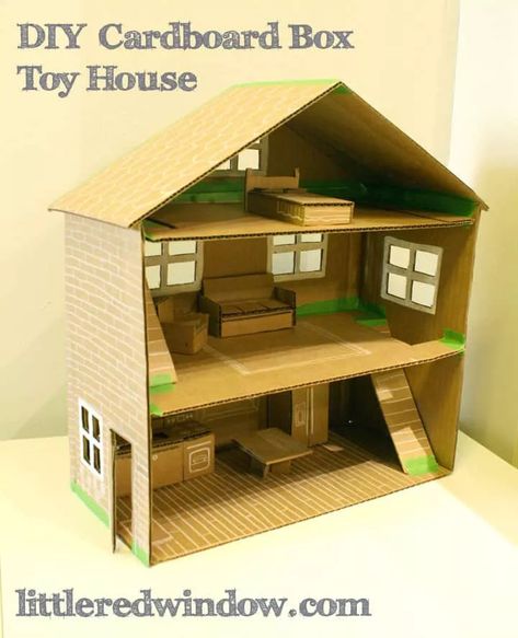 Cardboard Box Houses, Diy Karton, Diy Cardboard Toys, Cardboard Play, Cardboard Dollhouse, Carton Diy, Cardboard Crafts Diy, Cardboard Toys, Doll House Plans